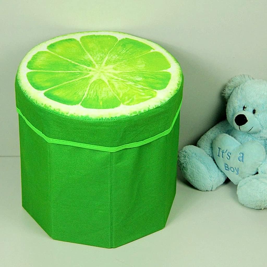 Generic Folding Storage Organizer Stool Cute 3D Creative Fruit Toy Storage Box Footstool (Color : Stump)