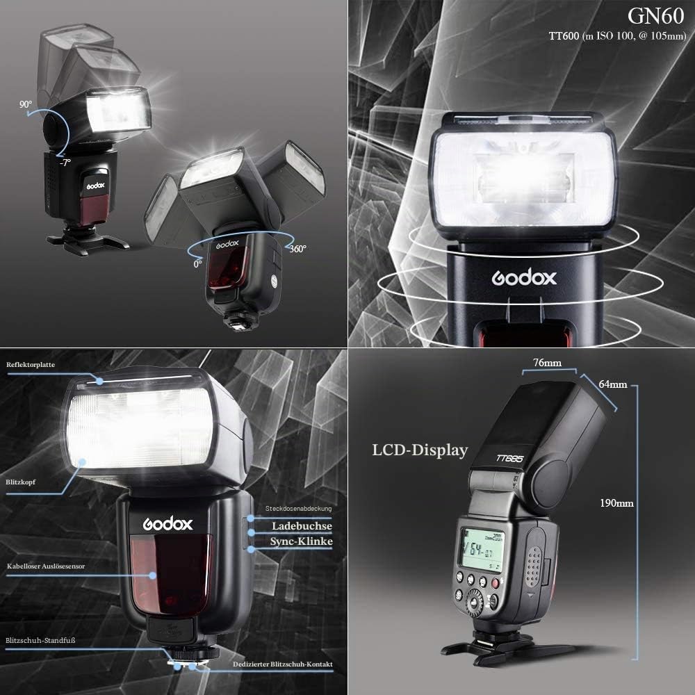 GODOX TT600 Kamera Blitz Speedlite GN60 Flash Speedlite Kompatibel mit Canon Nikon Fujifilm Pentax Olympus Panasonic Kameras (TT600)