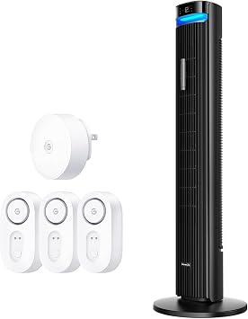 GoveeLife WiFi Water Leak Detector 3 Pack for Home Bundle 42 Tower Fan for Bedroom, Smart Floor Fans with 150 Adjustable Oscillating, APP & Voice Control