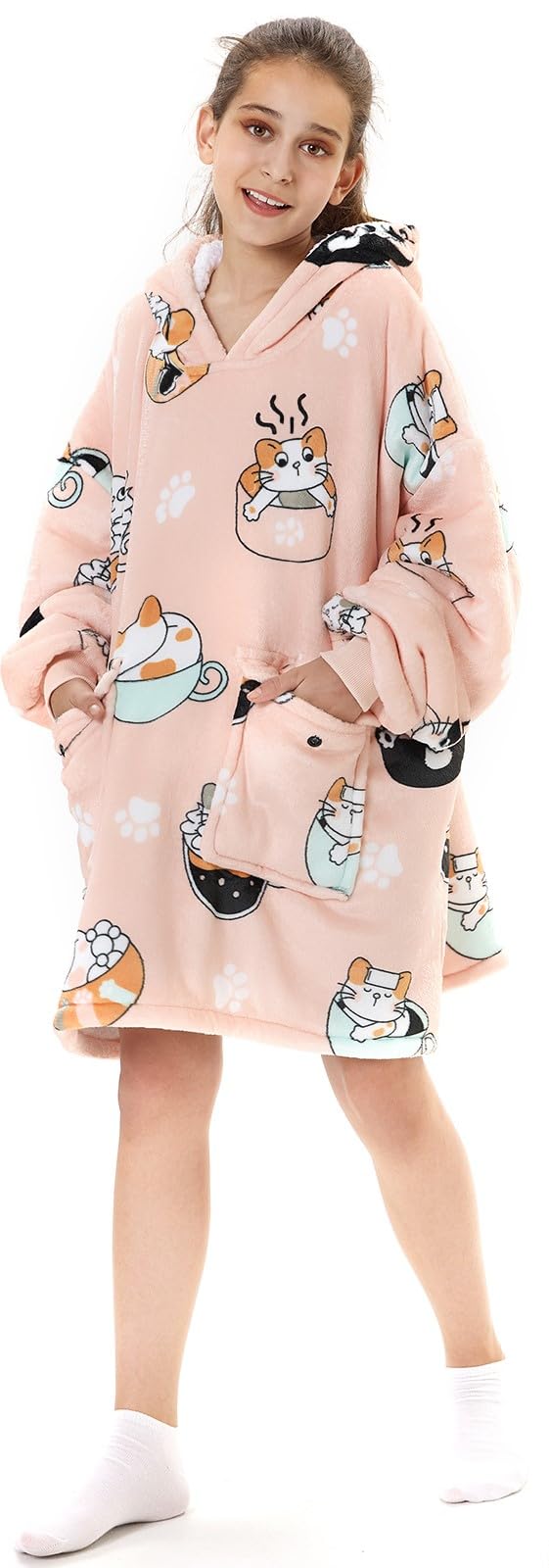 Oversized Wearable Blanket, Big Hooded Blanket Sweater, Hideout Hoodie for Women Teen Girl Sister Gifts
