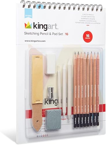 Miniatura 3 de KINGART Juego de arte de dibujo y dibujo de grafito, para todos los niveles de habilidad, incluyendo principianteestudiante, 16 unidades.