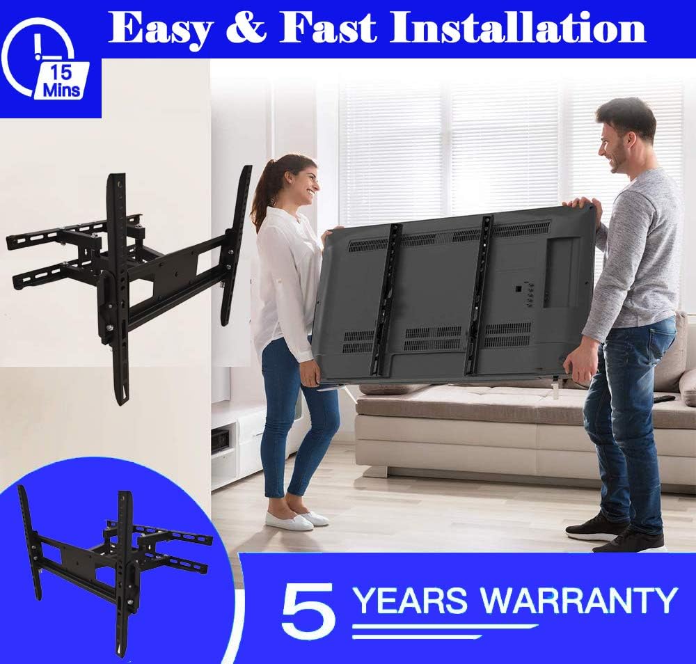 FORGING MOUNT TV Wall Mount Bracket Full Motion Dual Articulating Arms for Most 26-55 inch LED,LCD,OLED Flat Curved TVs up to 88LBS MAX VESA 400X400mm-14 Extension Tilt,Swivel,Rotating-FM9381-B