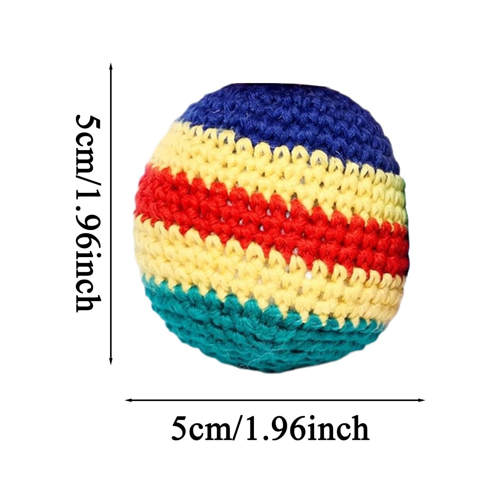 Hacky gestrickter Ball, tragbar, bunt, handgefertigt, 6 Stück, handgestrickt, für Erwachsene, Teenager, Anfänger, Gruppenspiele, Outdoor-Sport, Partys, Reisen, Gia