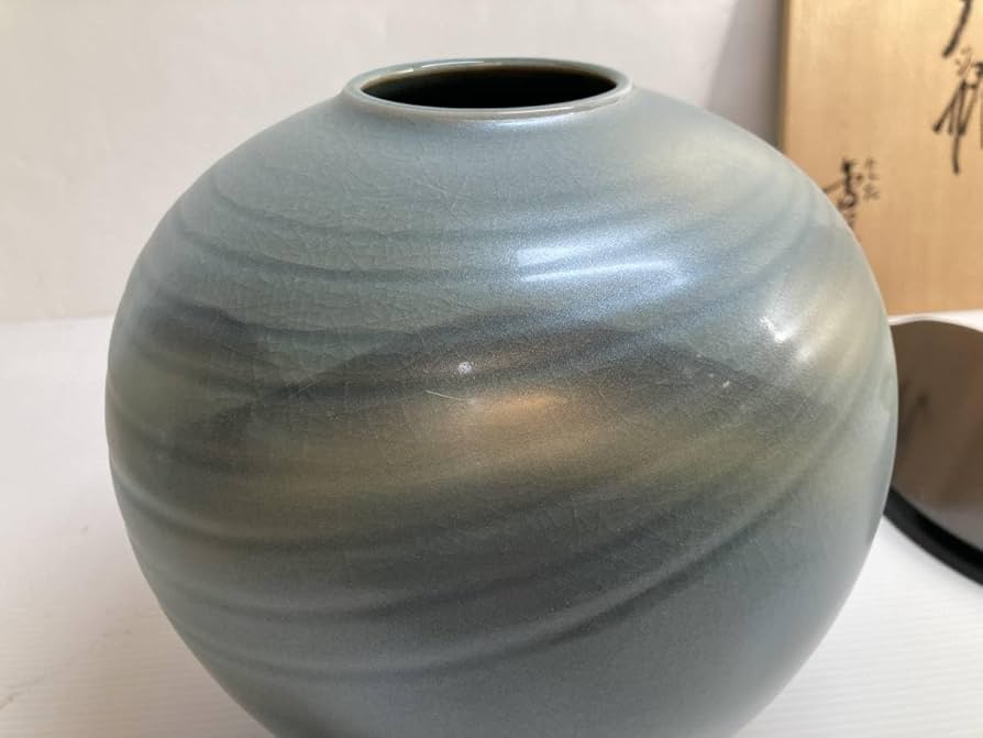 Amazon.co.jp: 品 九谷焼 丸花瓶 在銘 香祥作 双鶴連山 元箱