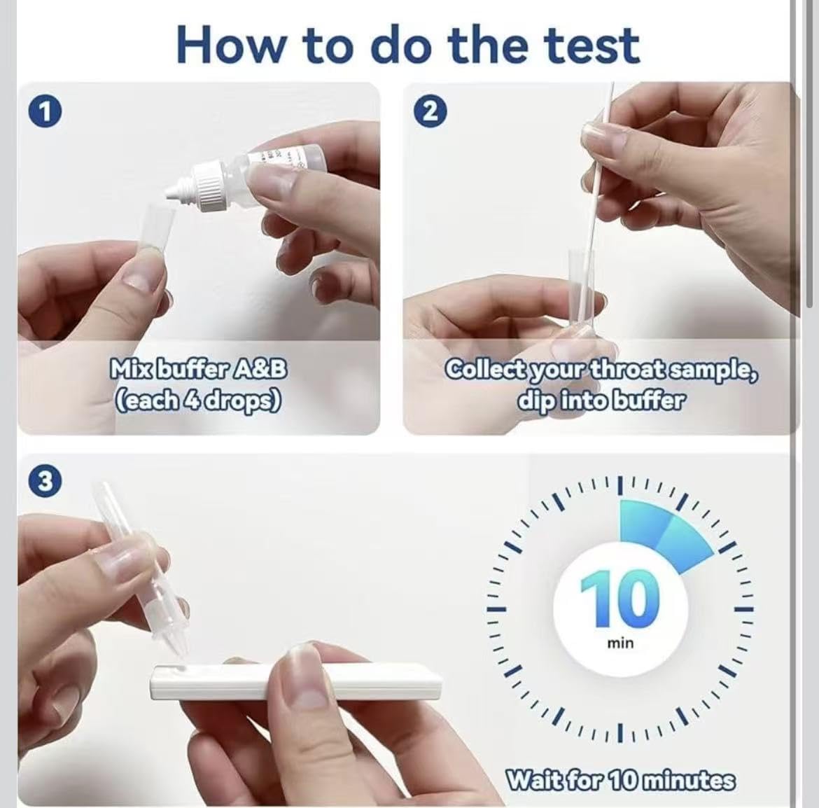 5pcs | Test rapide Streptocoque A || Tampon pharyngé pour la détection du streptocoque du groupe A || Facile à utiliser || Résultats rapides en 10 Minutes | Haute Précision