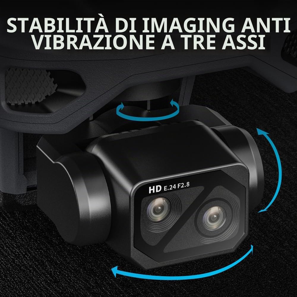 X-Verse SG909 Drone con Telecamera 4K, Schermo RC, Gimbal a 3 Assi, Distanza del Telecomando di 6KM, Evitare gli ostacoli in 4 direzioni, Droni Quadcopter per Adulti (2 Batterie)