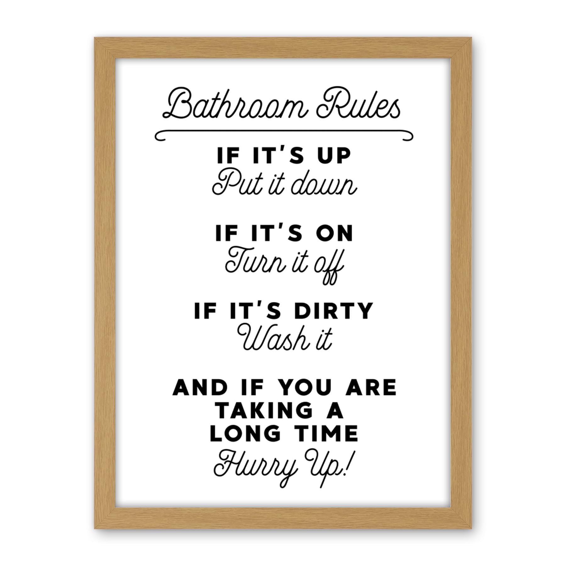 Artery8 Bathroom Decor Wall Art Funny Toilet Humour Sign Artwork Framed Wall Art Print 18X24 Inch