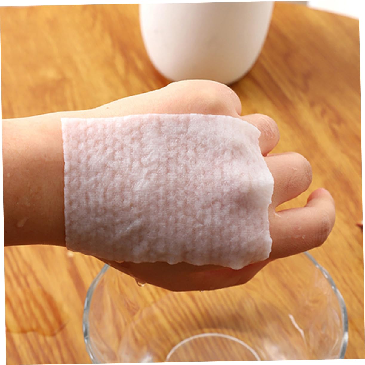 DOITOOL 1 Packung Wattepads reinigende Gesichtspeelingschwamm Vliesstoff Reinigungsschwämme Puderquaste Vlies-Pads Gesichtspads Gewebe Maske Münze reisen Reinigungswatte Weiß