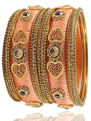 Image of NMII Get your traditions Valentine Gift for Girls & Women Silk Thread Bangle Set With Zircon For Womne & Girls