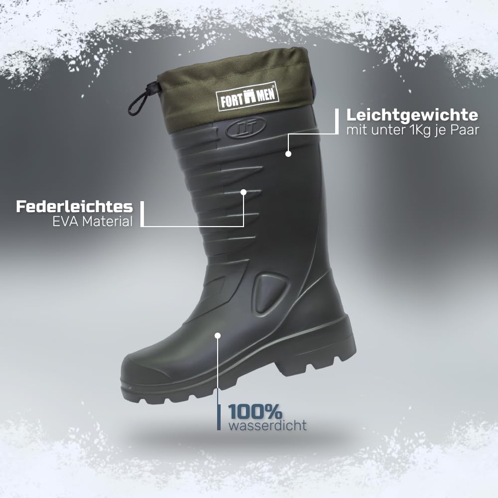 Gefütterte Gummistiefel Thermo Anglerstiefel Herren Damen Eva warme Winter Stiefel 38-47 Arbeitsstiefel mit Futter Anglerstiefel