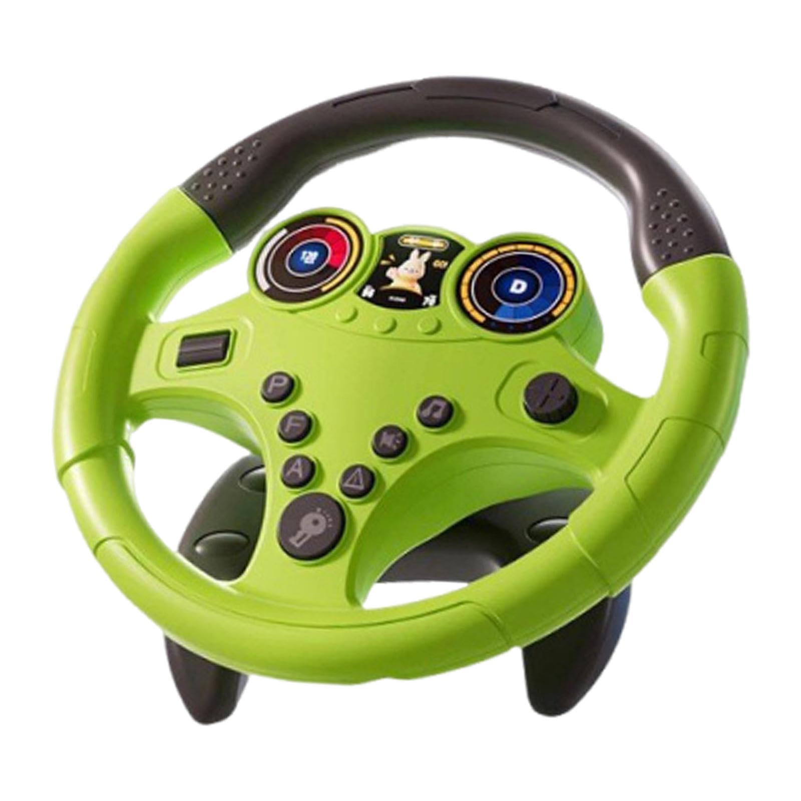 Volante Giocattolo di Simulazione, Volante Musicale per Bambini, Gioco di Ruolo con Suoni Elettrici, Ventosa E Cinturino, Adatto per Viaggi E Momenti, Grande Base Verde, Taglia unica bambino