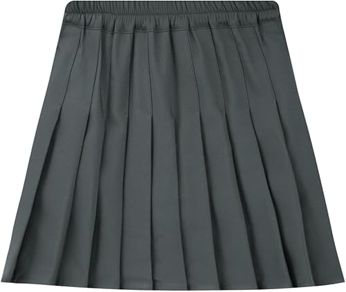 CHICTRY Kids Girls School Uniform Mini Pleated Skirts High Waisted Flared Athletic Skorts for(Dark Gray,12-13 Years)