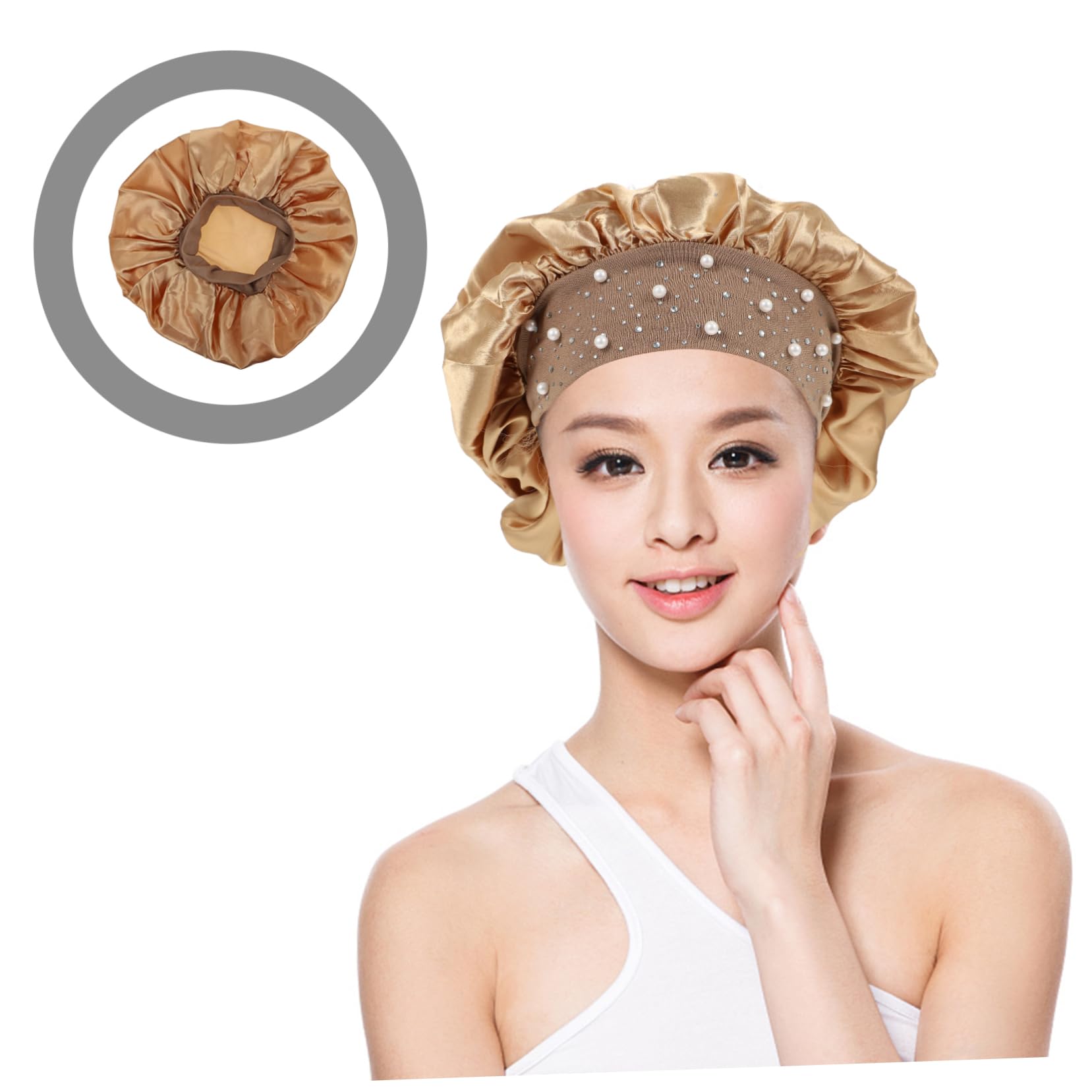 FOMIYES 8stücke Goldene Polyester Duschhaube Elastisch Für Zuhause Und Spa Pflegehaube Für Haarölbehandlungen Weich Für Damen Geeignet
