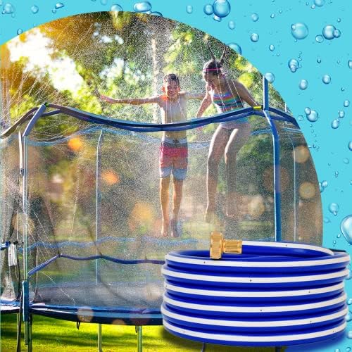 Trampoline Waterpark Heavy Duty Sprinkler Hose- Fun Summer Outdoor Water Game Toys Accessories - Best for Boys & Girls and Adults - Made to Attach On Safety Net Enclosure - Tool Free 7 61GKqMaHbTL. AC