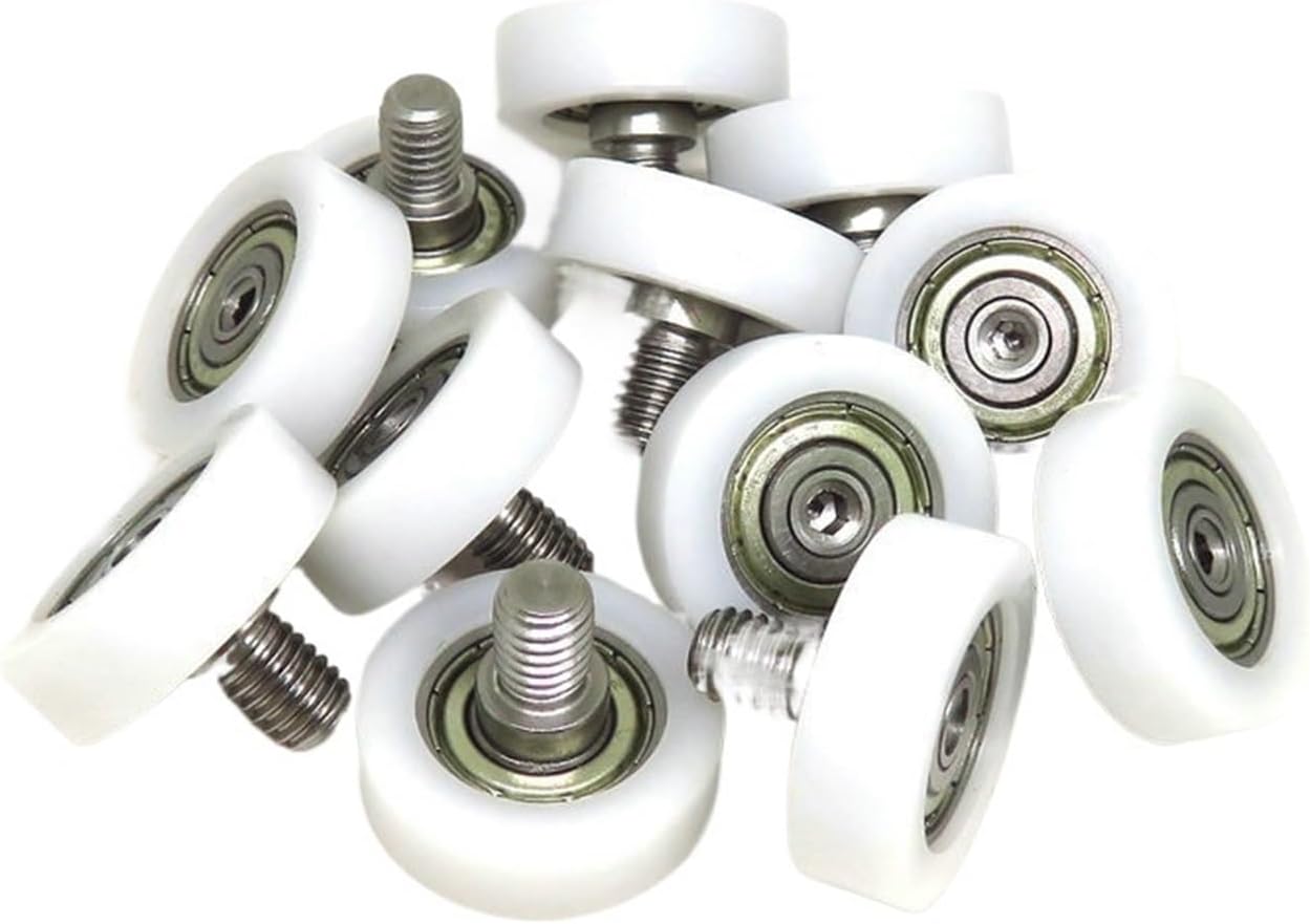 10 Pieces 22mm OD POM Coated Rollers with M6 Screw and 625 Bearings BS62522-7C2L8M6 22x7mm Plastic