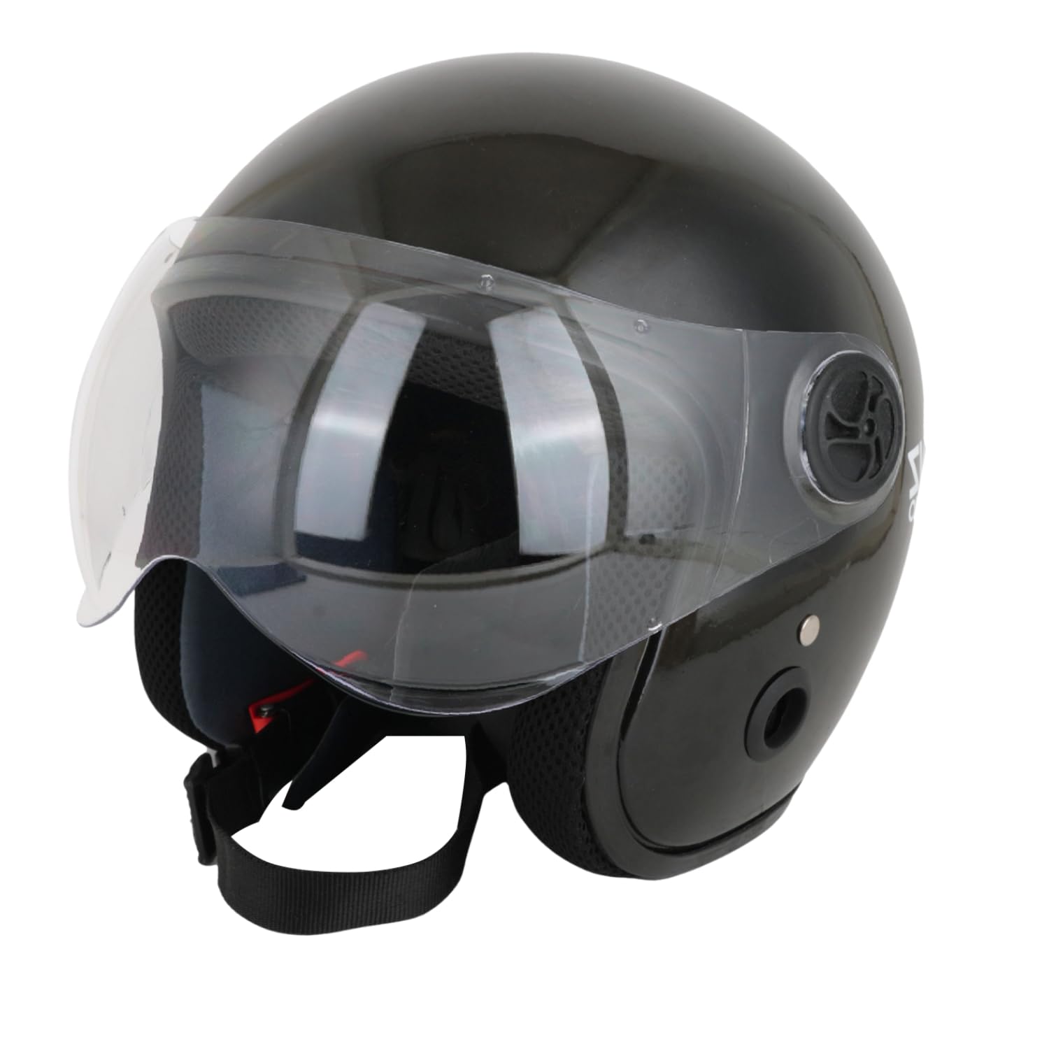 Sage Square Cruiser Open Face Helmet | ISI Certified | Clear Visor | Soft Inner Padding | Designed for Comfort & Style (Black Glossy)-image-18