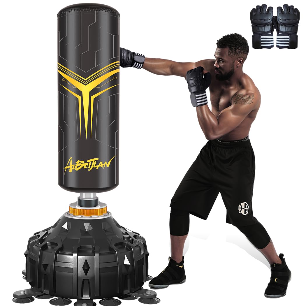 (box 2 of box 2) Punching Bag with Stand Adult 70" with Boxing Gloves,Boxing Bag with Stand, Shock Absorber, Suction Cup Base, Punching Bag Stand for Adult, Standing Kickboxing Bag for Home Office Gym