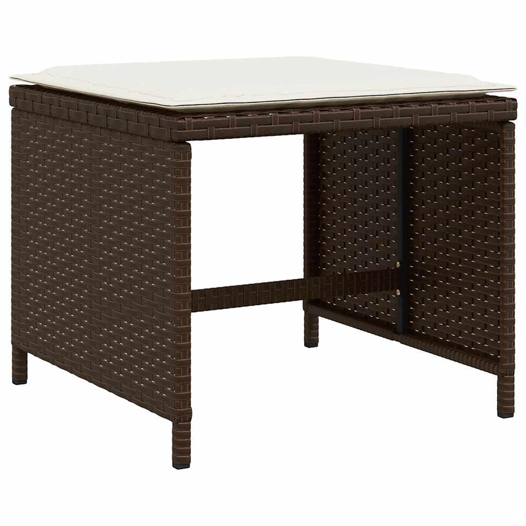 Fengshui Taboret rattanowy PE zestaw 4 szt. brązowy 41 x 41 x 36 cm