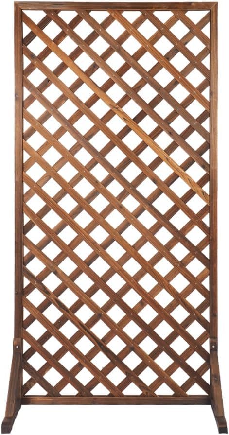 YATAI Standing Rustic Wooden Tall Fence With Box - Trellis Spaced Picket Fence Garden Creations Patio Pet Gate for Miniature - Plant Climbing Lattices Trellis Fence Partition Screen For Restaurant