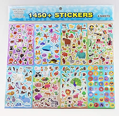 Animal Stickers,Stickers for Kids (1450+ Count),8 Theme Stickers Collection for Childrens Stickers,Teacher Stickers, Grandparent Stickes, Preschool Stickers, Planners Stickers,Scrapbooking Stickes,Safe Stickers for Children
