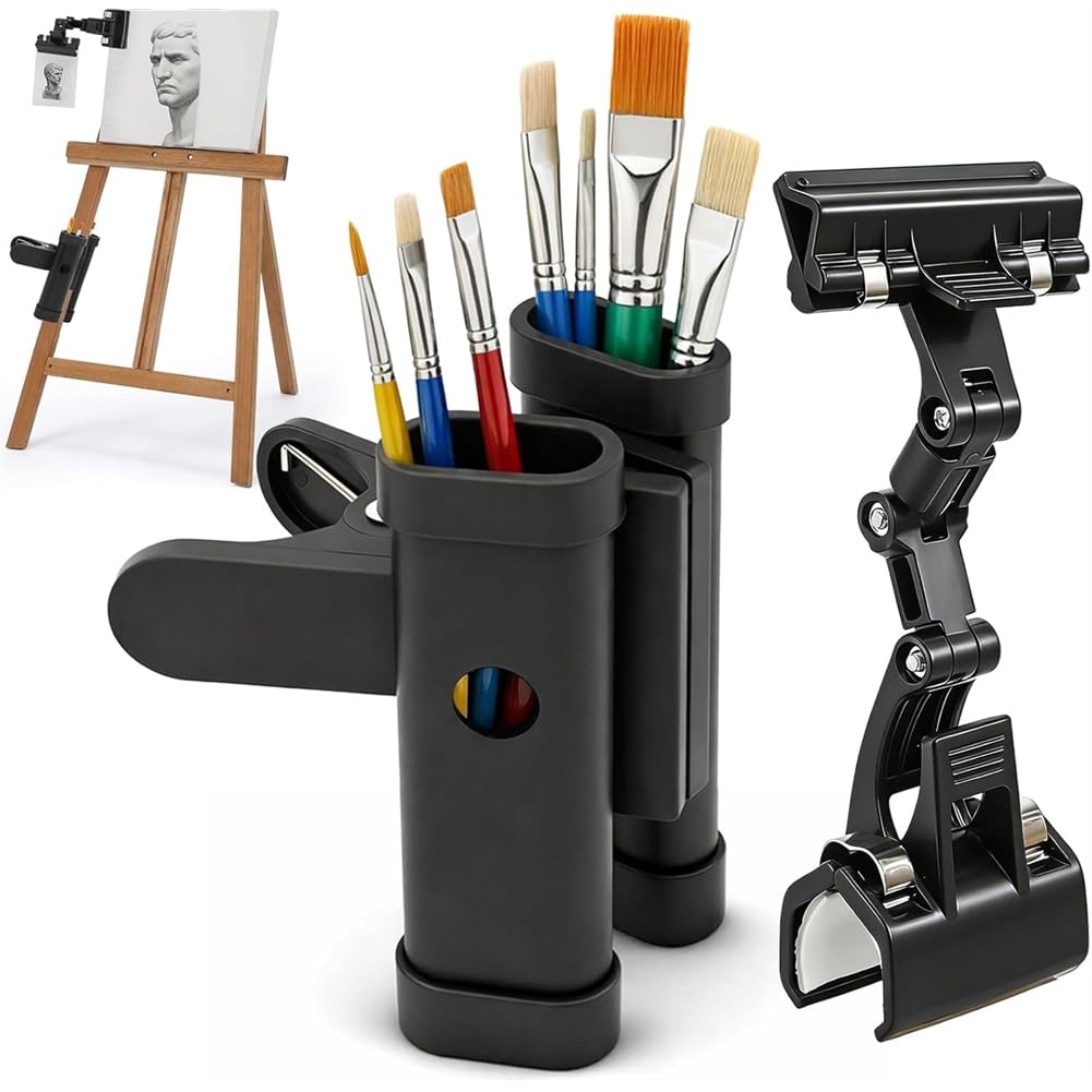 Jnchdghwa Paint Brush Copy Clip Holder,Metal Easel Clip, 360° Rotate Paper Document Sign Holders for Typing, Holder Clamp