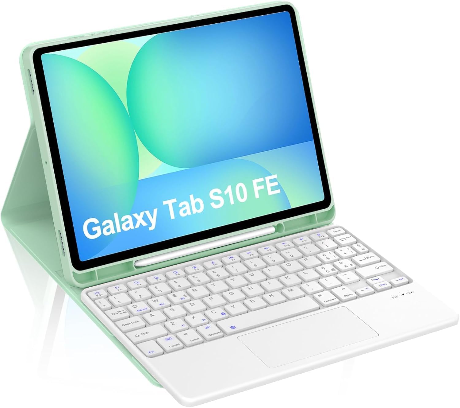 Occtingkind Custodia Tastiera con Trackpad per Samsung Galaxy Tab S10 FE/S9 FE/S9 10,9"/11"– Cover Tastiera Bluetooth Italiano USB-C per S10 FE 2025/S9 FE/S9 2023, Senza Retroilluminazione, Verde