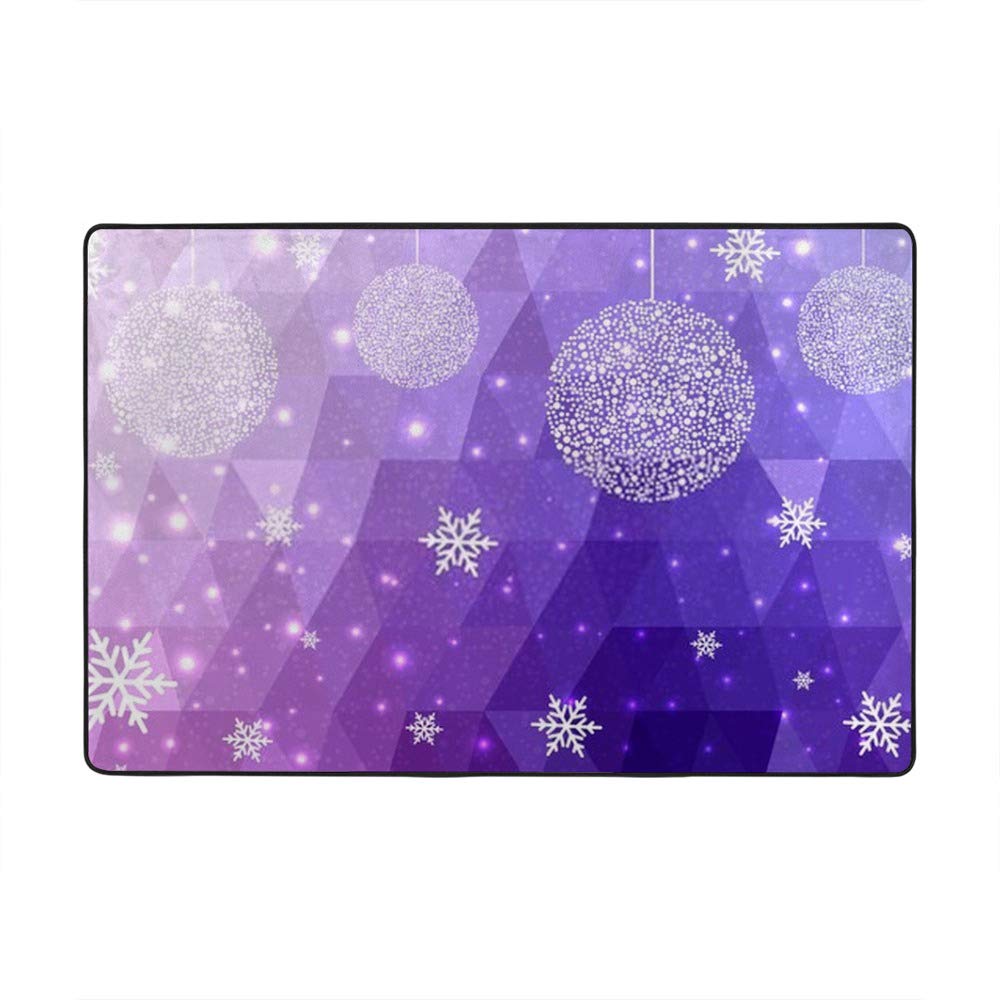 Tapis de Noël violet 203x147cm grand format en velours flocon de neige