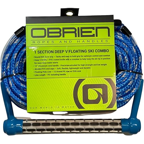 O'Brien Easy-Up 1-Section Deep V Floating Combo Waterski Rope, Silver/Black