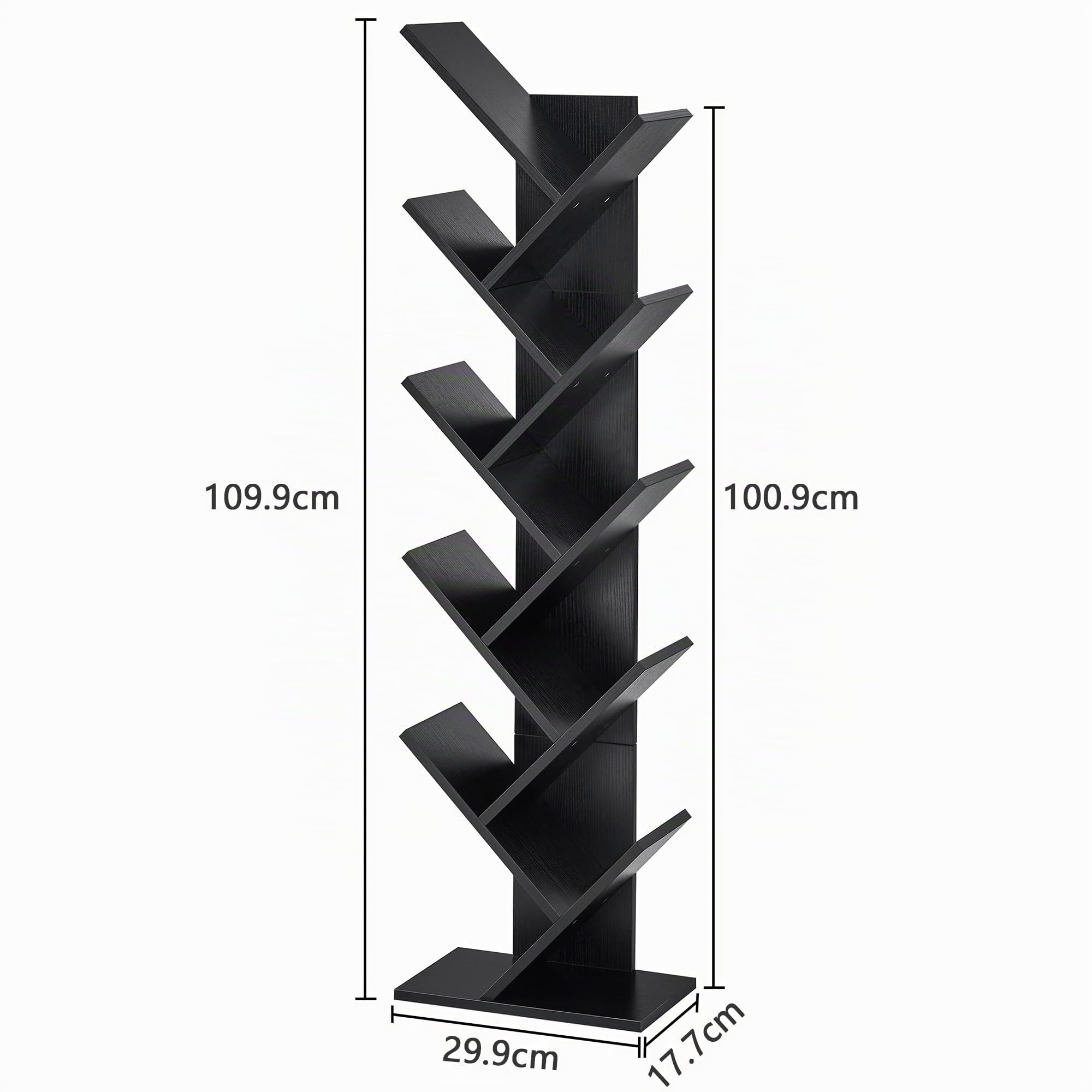 Hoctieon bibliotheque Arbre à 10 étages, 10 étagères, bibliotheque Livre indépendante,Etagere Livre d'exposition pour, étagères de Rangement pour Livres pour Bureau à Domicile, Salon,Noir
