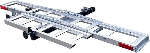 MaxxHaul 50711 Portabicicletas de aluminio – Soporte para bicicleta de cross con rampa de carga, capacidad de 400 libras, se adapta a receptor de