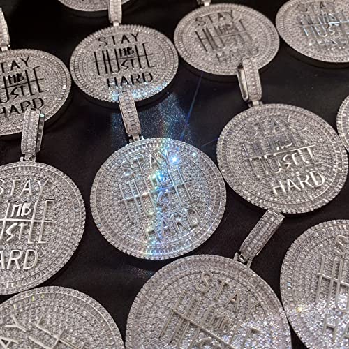 ICEDIAMOND 14K Iced Out Super Bling Round Coin Pendant Chain Necklace, Gold Plated Full Shiny CZ Diamond Encourage Charm Hip Hop Jewelry for Men Women - Image 5