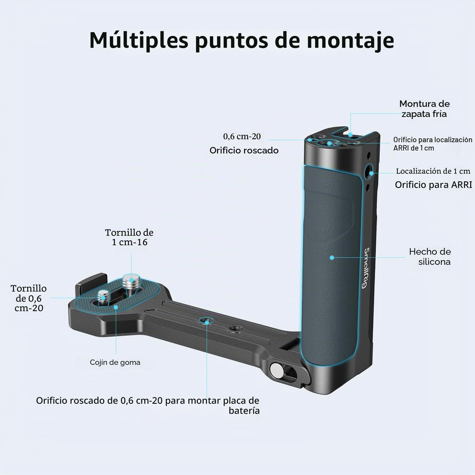 (Nueva Versión) SMALLRIG Mango Agrarre de Aluminio para dji RS 4 Mini/RS 4 / RS 4 Pros/Ronin-S/Ronin-SC/RS 3 / RS 3 Pro/RS 3 Mini/RS 2 / RSC 2 etc. - 2786C