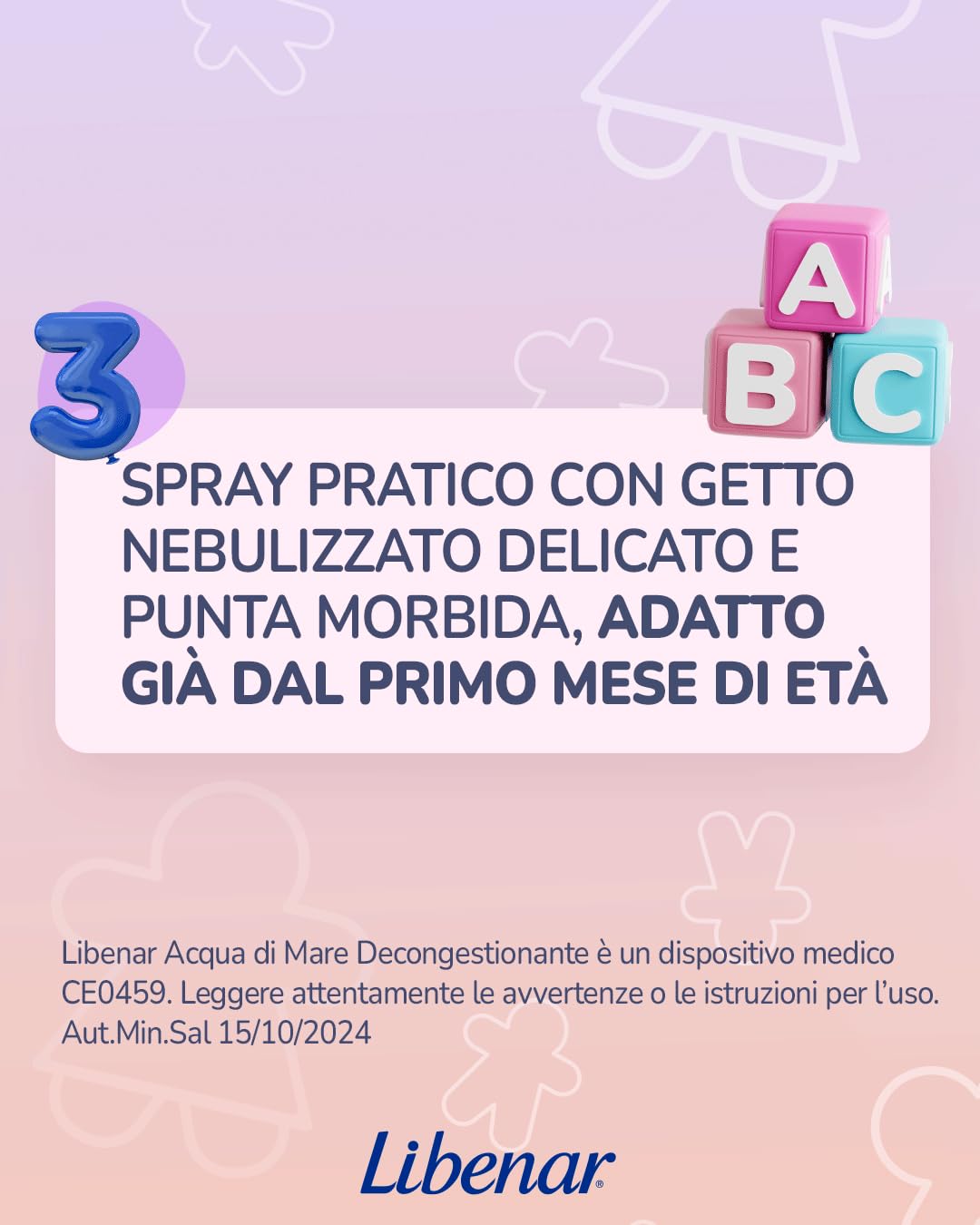 Libenar Spray Nasale Decongestionante Acqua di Mare per Adulti, Bambini e Neonati, Adatto per il Naso Chiuso e Lavaggi Nasali, Punta Morbida, Getto Delicato, 100ml