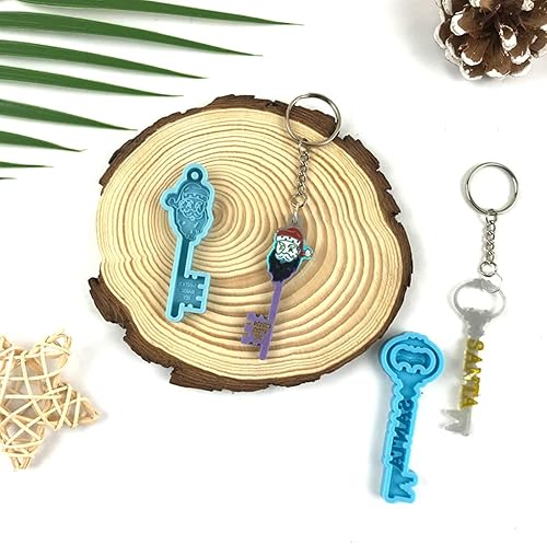 Miniatura 4 de appuivbt Moldes de resina de silicona en forma de llave de Papá Noel de Navidad, colgantes de resina epoxi para hacer joyas