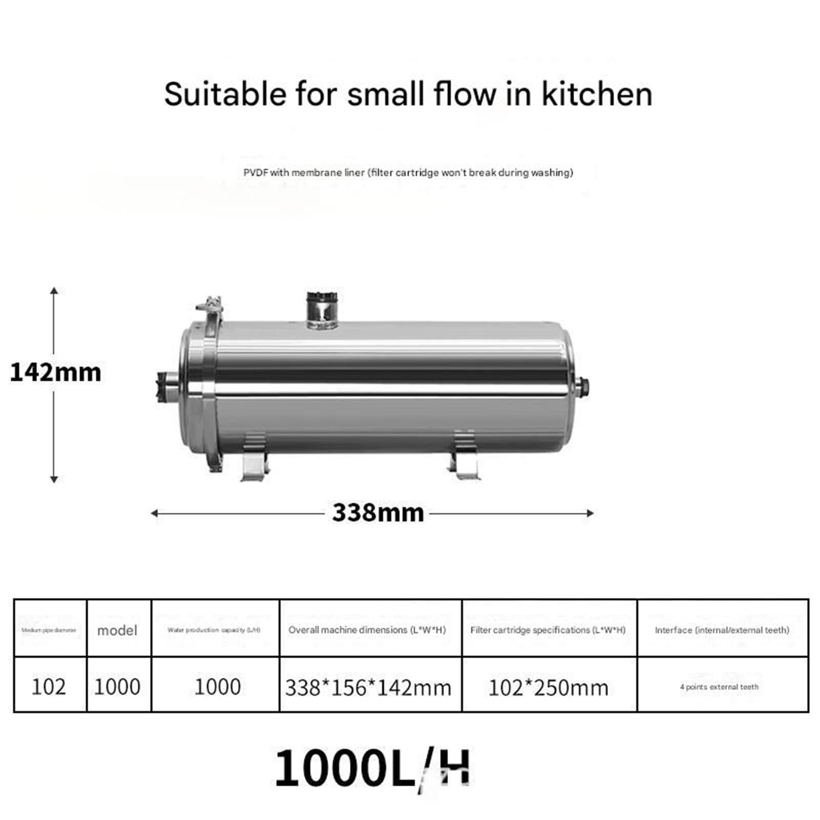 Purificador de agua acero inoxidable 304, 1000L, filtro for toda la casa, del grifo, purificador ultrafiltración en el sabor del agua. Fácil instalación
