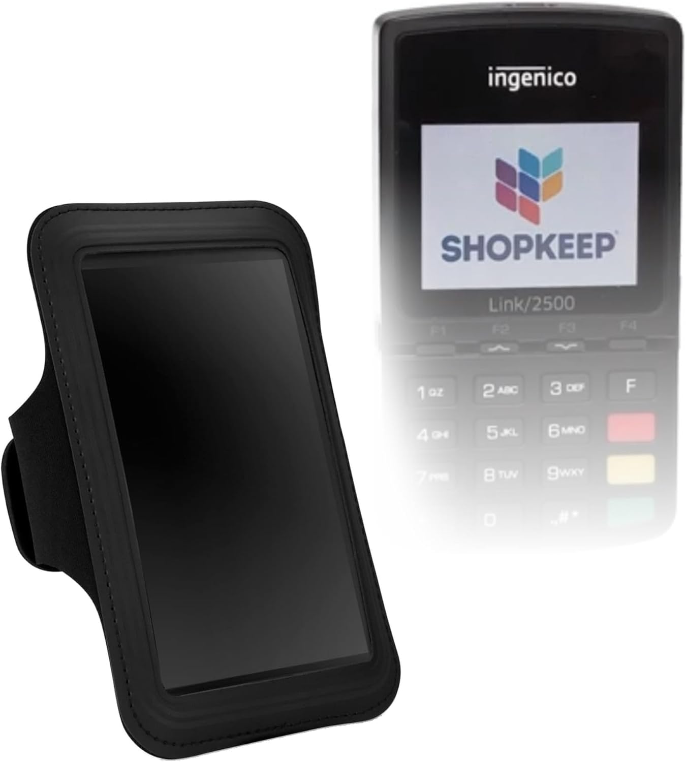 BoxWave Case Compatible with Ingenico Link 2500 - Sports Armband, Adjustable Armband for Workout and Running - Jet Black