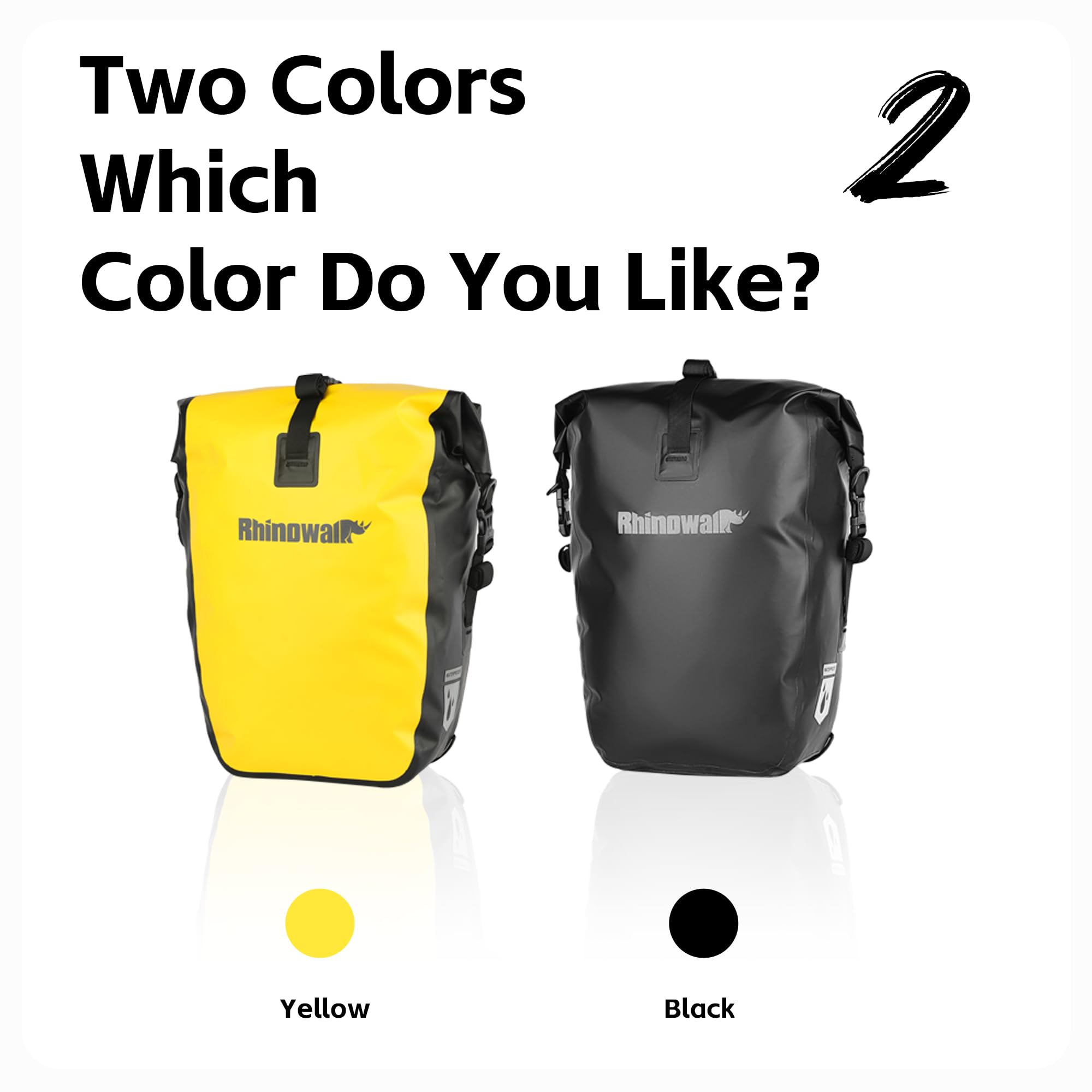Rhinowalk Sac de vélo étanche 25 l pour porte-bagages de vélo, sac à bandoulière, sacoche d'ordinateur portable, sac de vélo professionnel, jaune