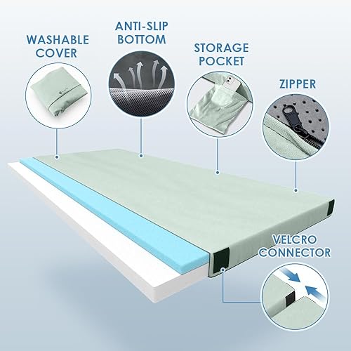 Miniatura 3 de KingChii CertiPUR-US - Colchón de espuma viscoelástica para campamento, portátil, enrollable, para viajes, campamento, colchoneta para dormir y