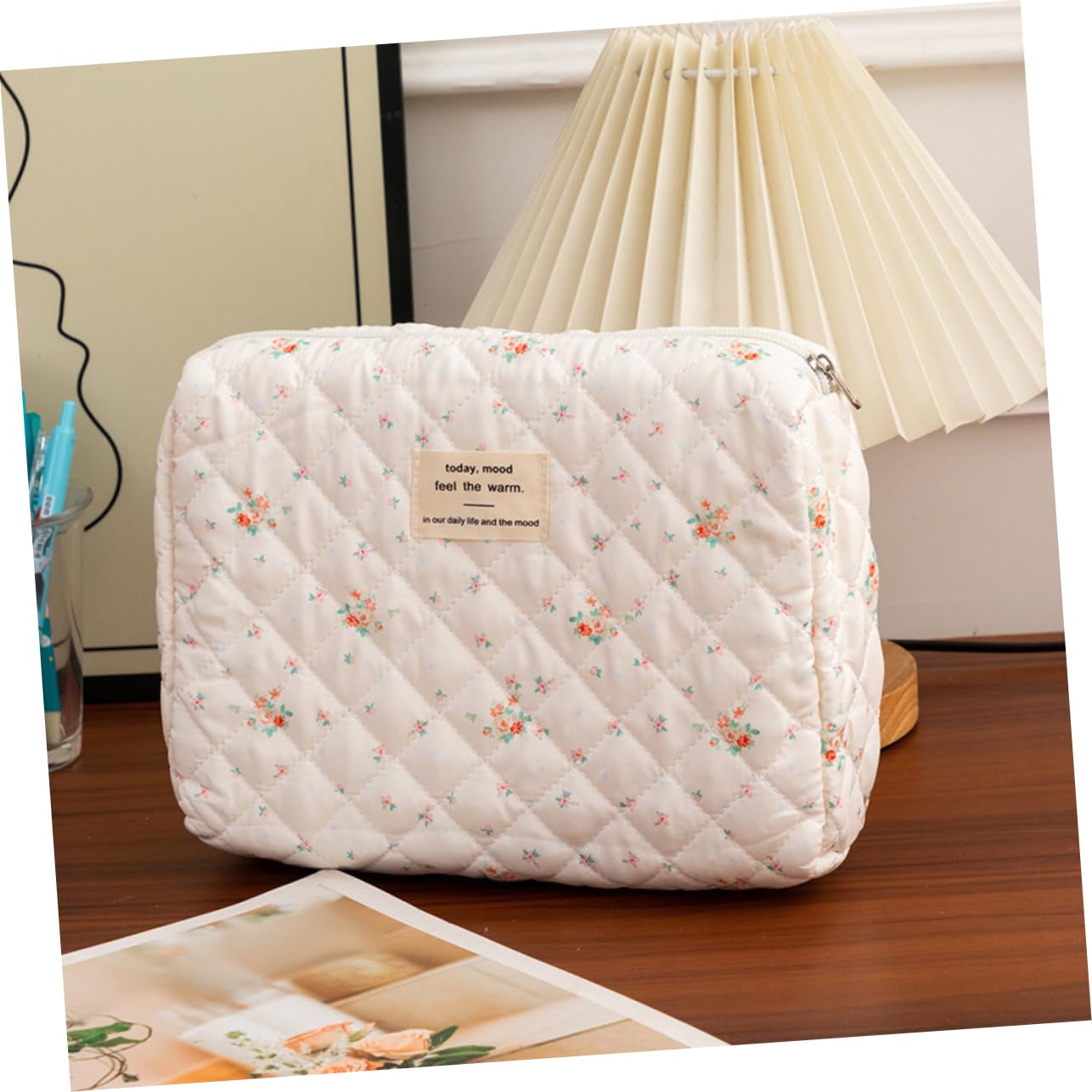 Bolsa de Maquillaje Floral de Algodón, Juego de 3 Piezas