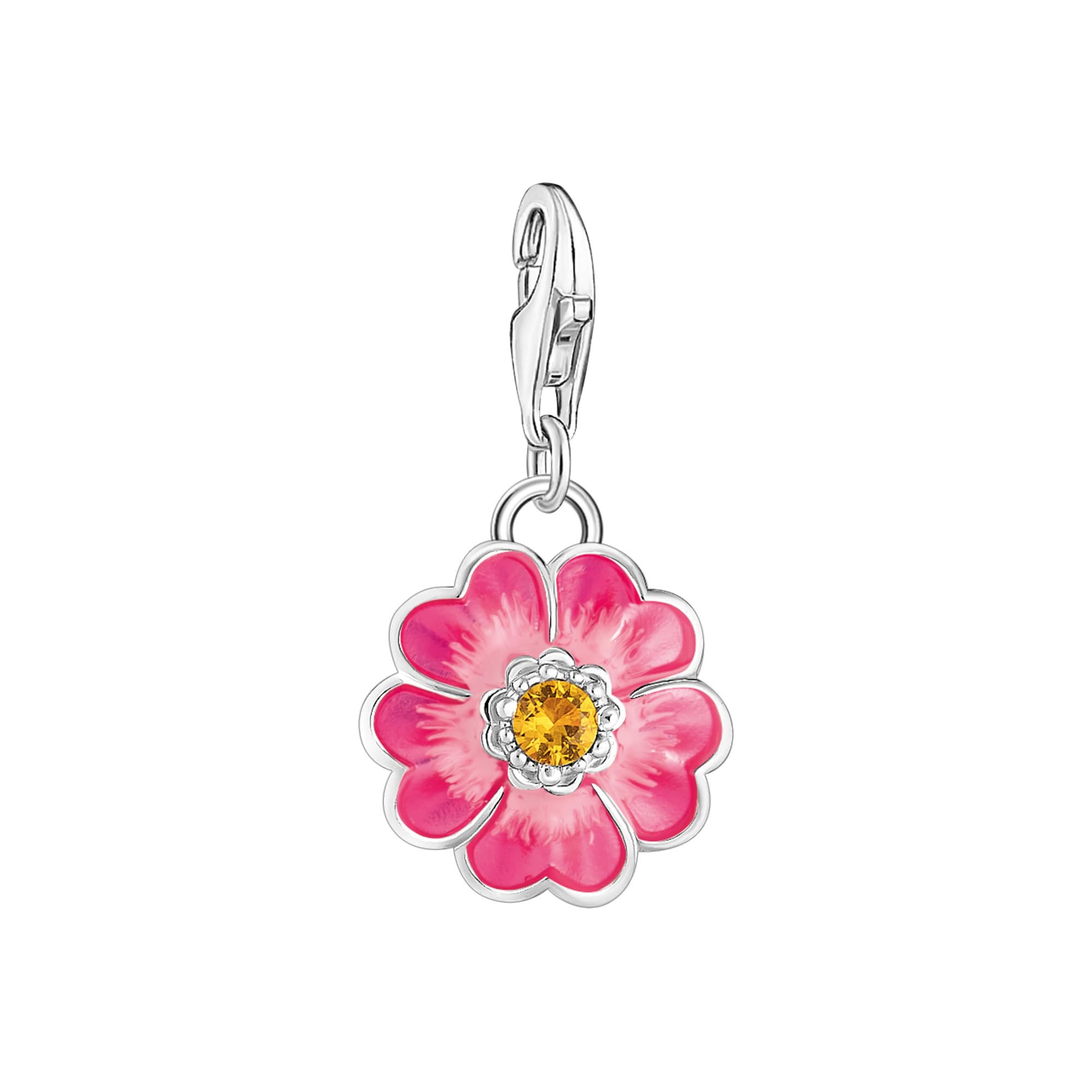 THOMAS SABO Charm-Anhänger Flower Pink Silber Recyceltes 925 Silber, Kaltemail