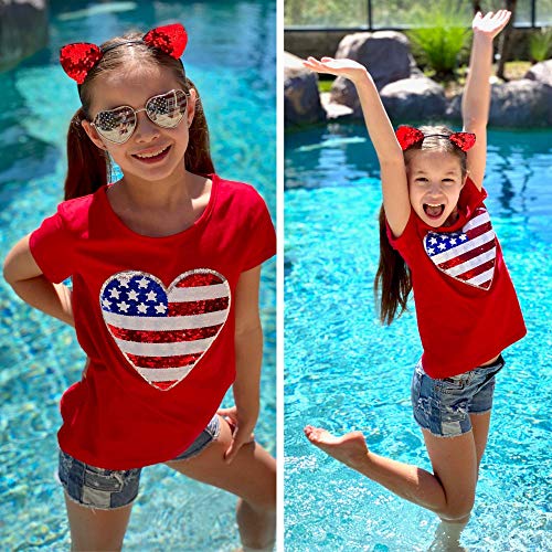 Image of 4th of July Shirts for Girls Patriotic American Flag Kids Clothing