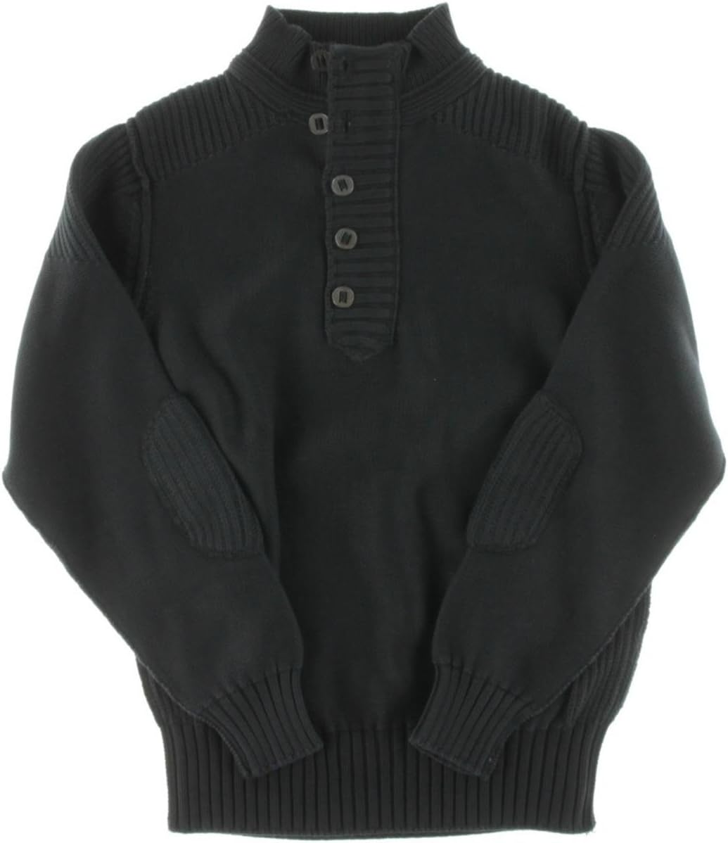 Vintage 1946 Men's Ribbed High Collar 5 Gauge Sweater, Dark Denim, Large