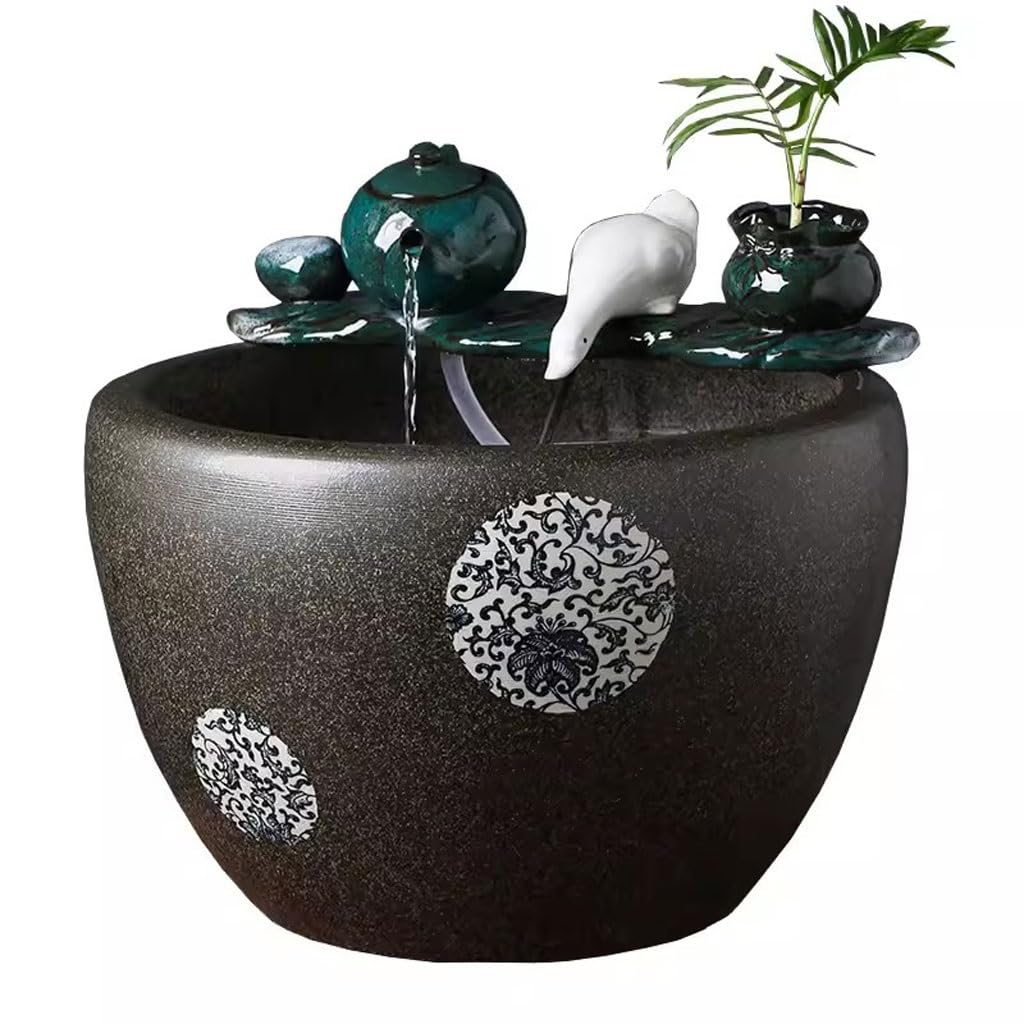 Ciotole di Pesce Acquario Ornamenti for acquari in ceramica con acqua corrente, ufficio, soggiorno, acquario da pavimento, cortile, grande acquario Centrotavola Vaso (Size : L)