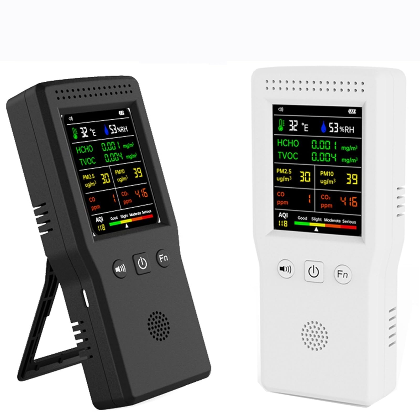Contador partículas polvo, Monitor Digital LCD Con Detector De Calidad Del Aire 9 En 1 para interiores exteriores | PM2.5, PM10, HCHO, TVOC, CO2, AQI, Temperatura, Humedad