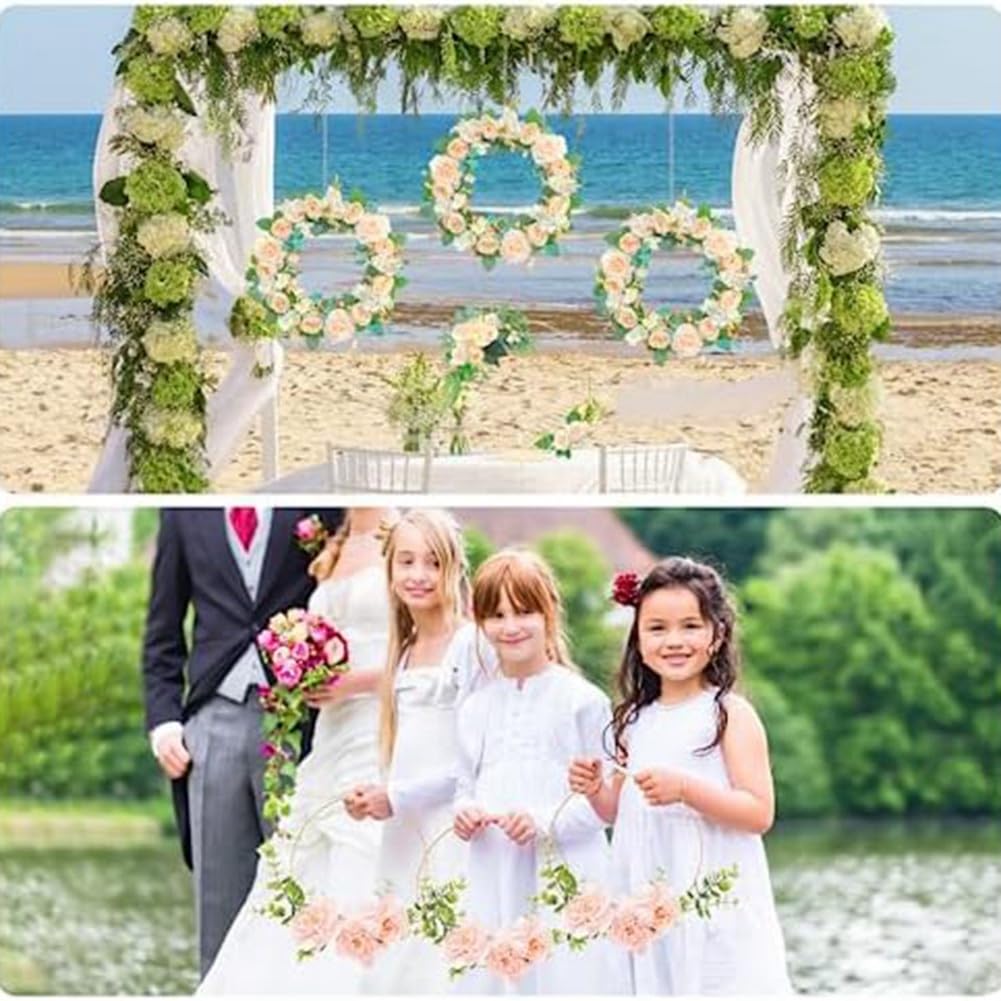 20 centros de mesa florales con soportes, anillos de metal de 30,5 cm para mesa, boda, Navidad, colgar en la pared