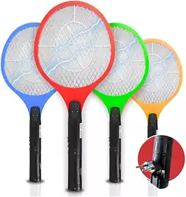 Raquete Elétrica Recarregável para Matar Insetos - Ideal para Moscas e Pernilongos, Design Ergonômico e Eficiente - Cores Variadas