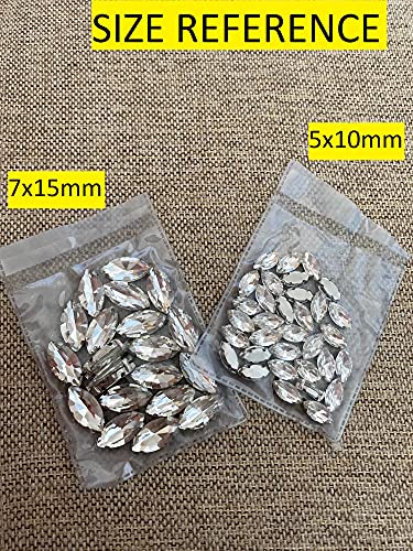 Image of 7X15Mm Clear White Horse Eye Shape Crystal Flatback Sew On Rhinestones Diy Embroidery Material Embroidery Kit 90Pcs