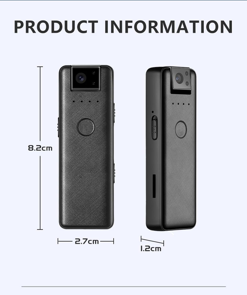 Mini Portatile Body Telecamera – Full HD 1080P Cam - Registrazione Audio Lossless 256Kbps - Visualizzazione Del Livello Della Batteria - Registratori Magnetici/Clip-on - Ricarica Rapida Type-C