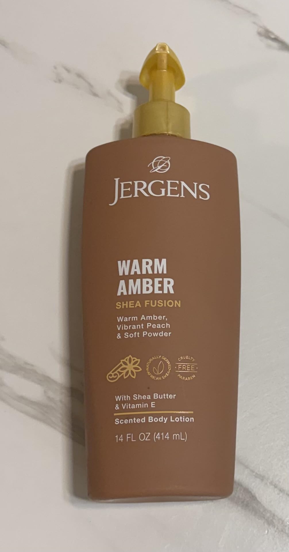 Jergens Shea Fusion Warm Amber Scented Lotion, Moisturizing Body Lotion with Shea Butter and Vitamin E, 14 fl oz
