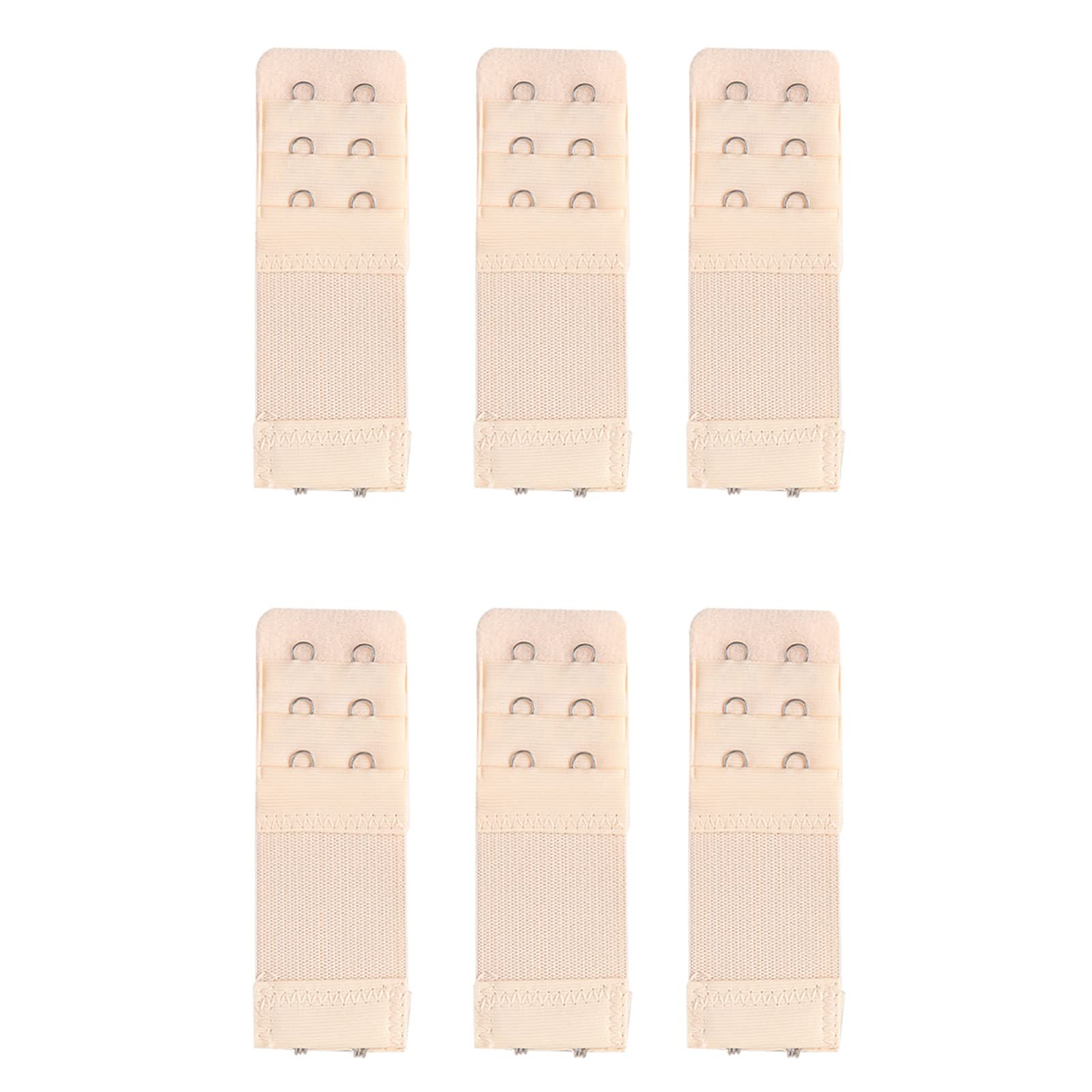 Yesmin Women's 2 Hook,Beige,1.3Cm Spacing Pack Of 6 Bra Strap Extenders Extensions Elastic Extender Set 2 Hooks 1.3Cm Spacing (Beige)